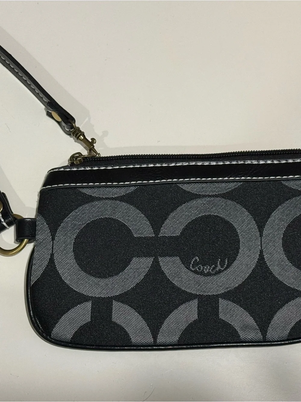 Coach Black & Gray Signature Wristlet